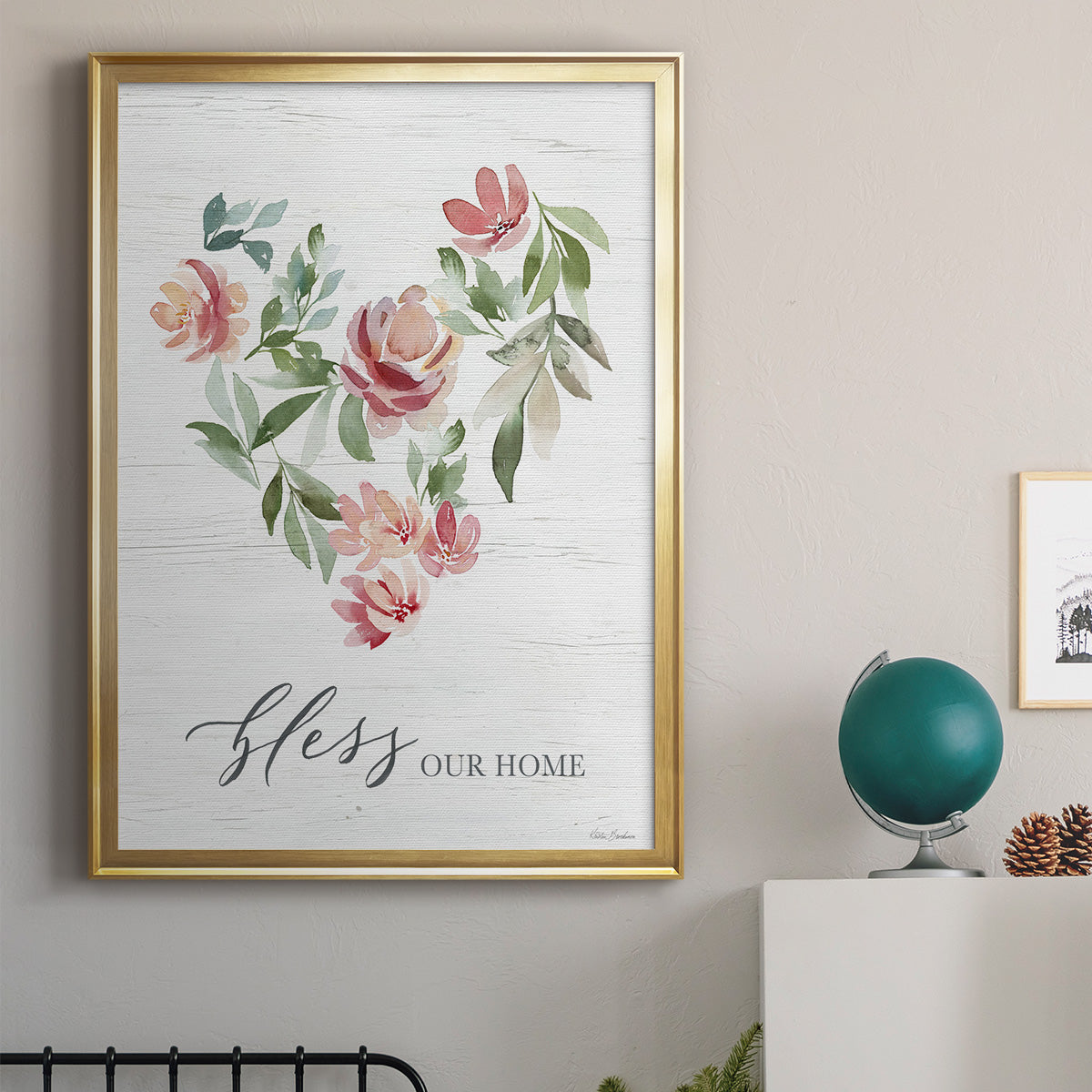 Paradise Floral Heart - Modern Framed Canvas Print