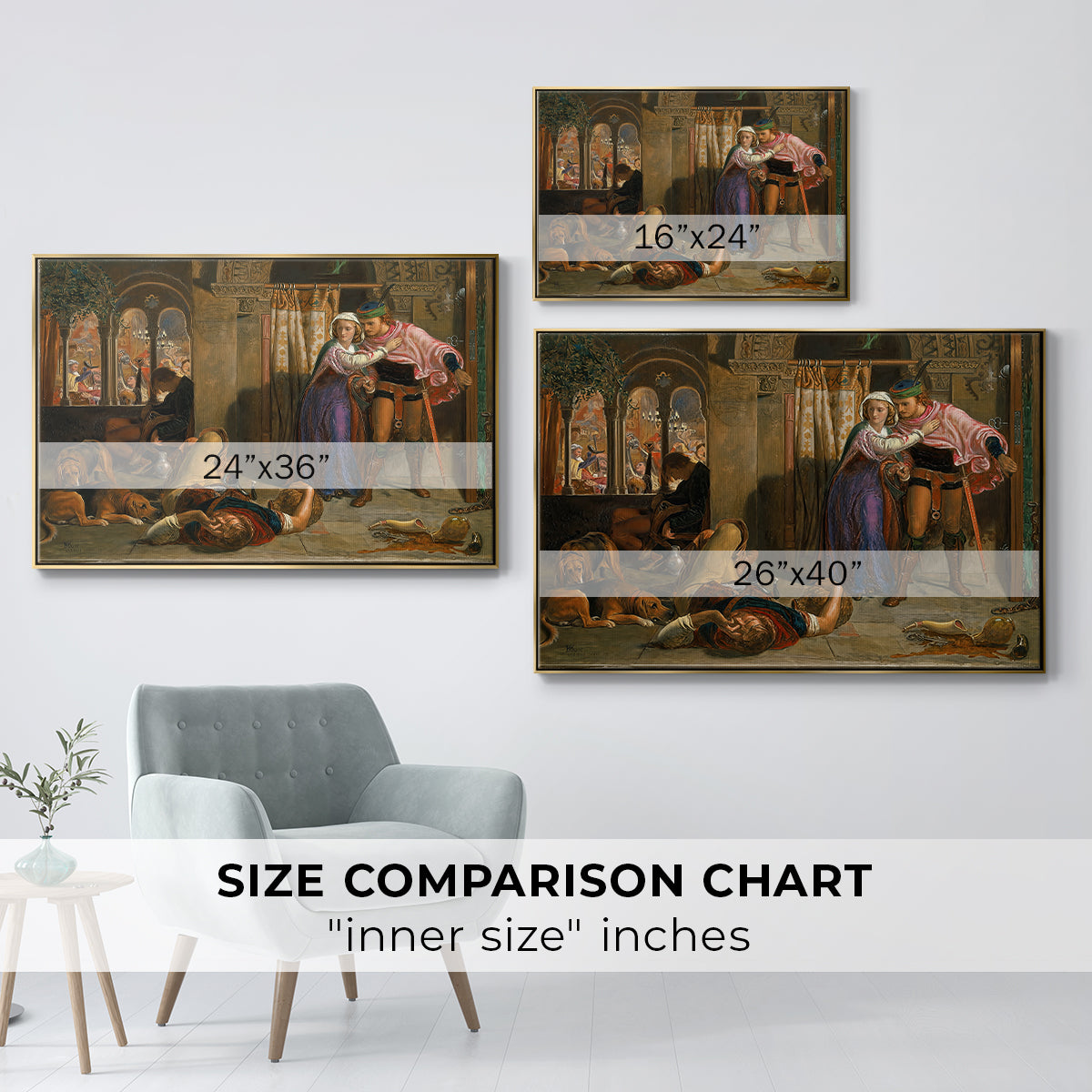 The Flight of Madeline and Porphyro, 1848 - Floater Framed Canvas Print