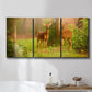 Three-panel canvas wall art featuring resting animals in open field, displayed in a bathroom above a bathtub.
