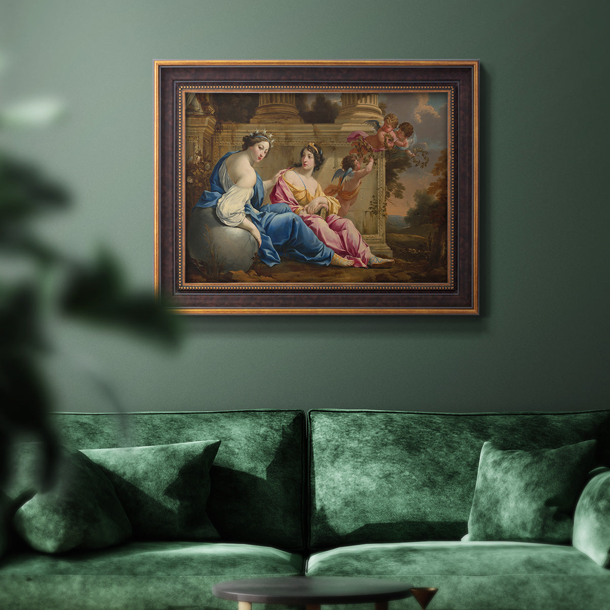 The Muses Urania and Calliope - Ornate Framed Canvas Print