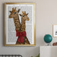 Giraffes and Bow - Modern Framed Canvas Print