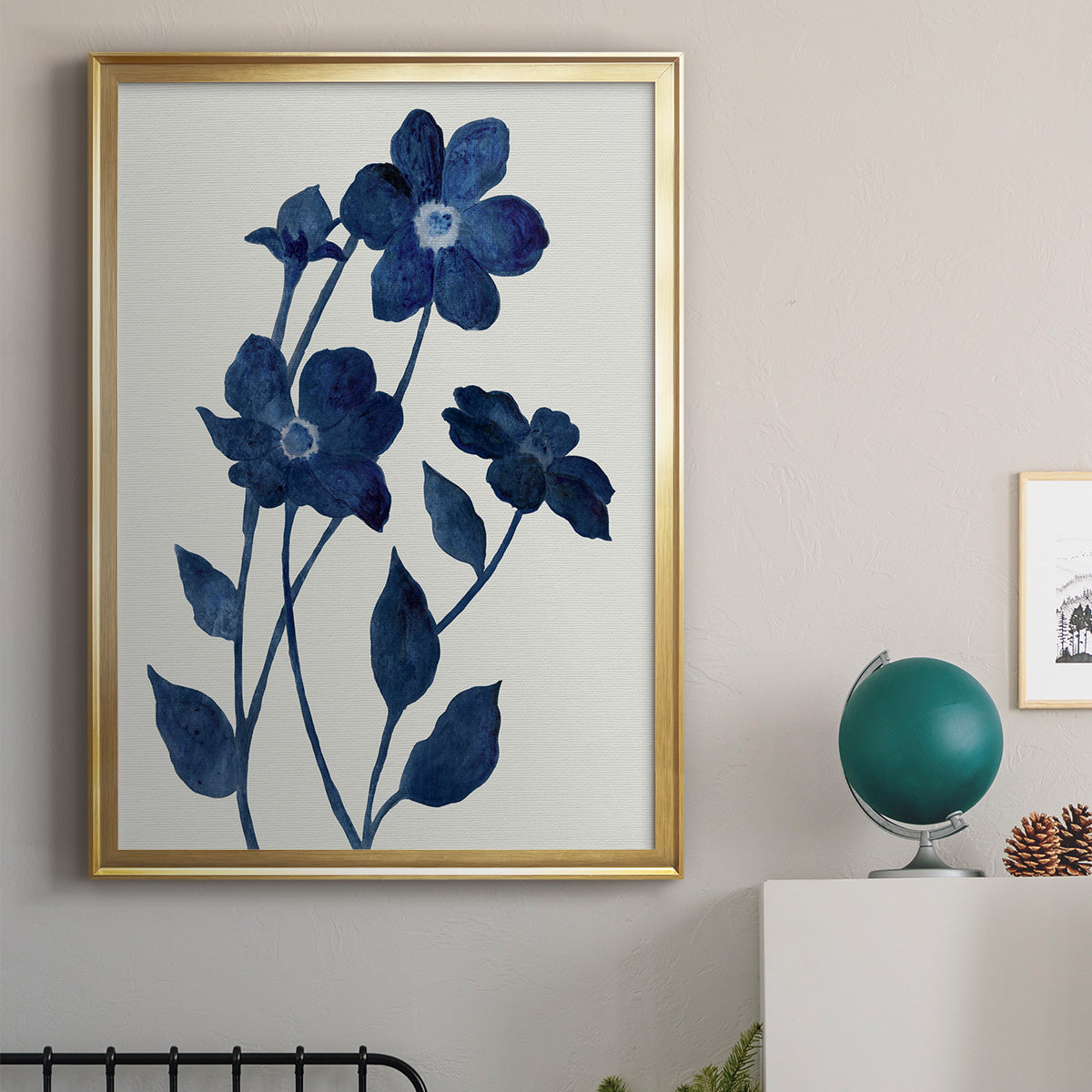 Indigo Bloom II - Modern Framed Canvas Print