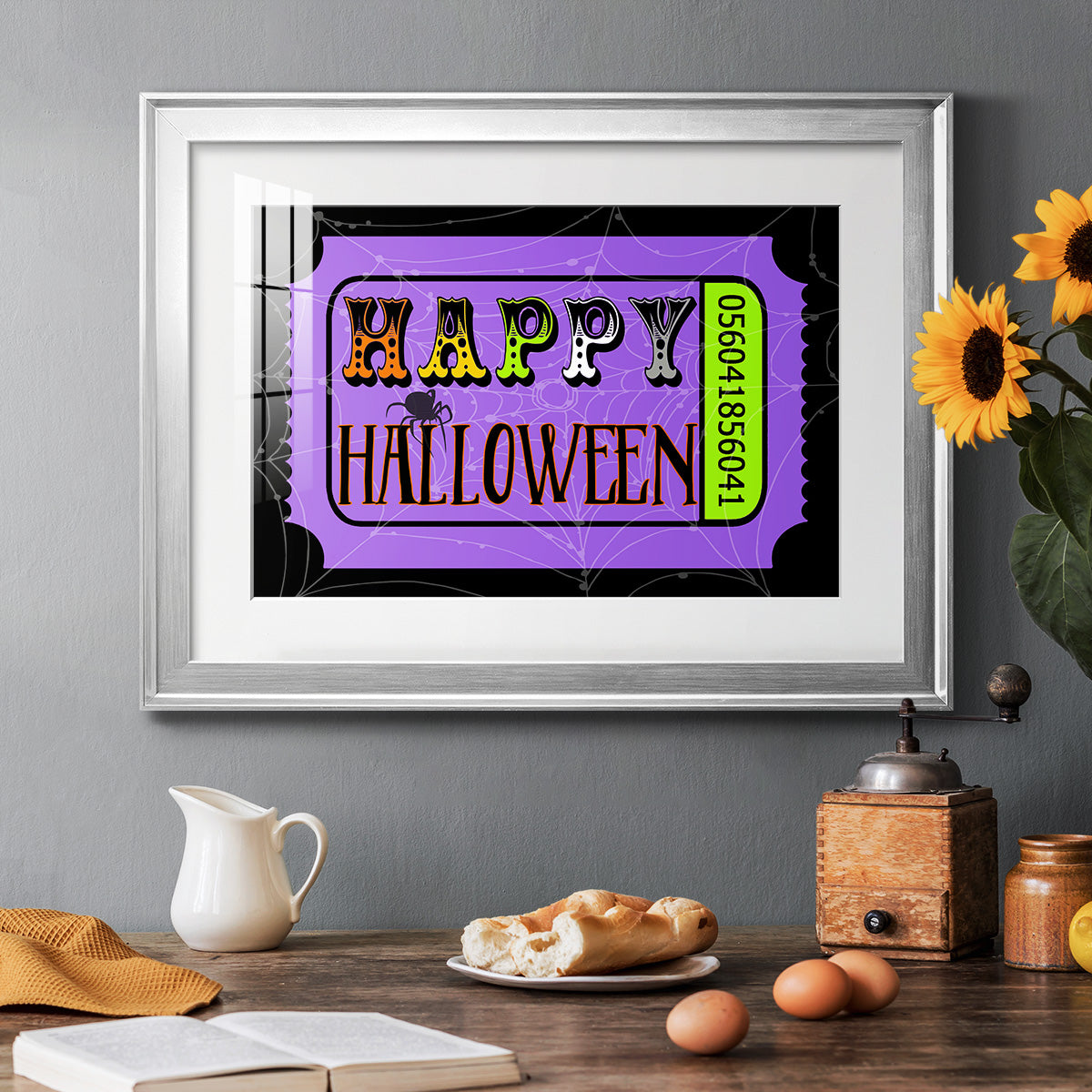 Happy Halloween Ticket - Modern Framed Art Print