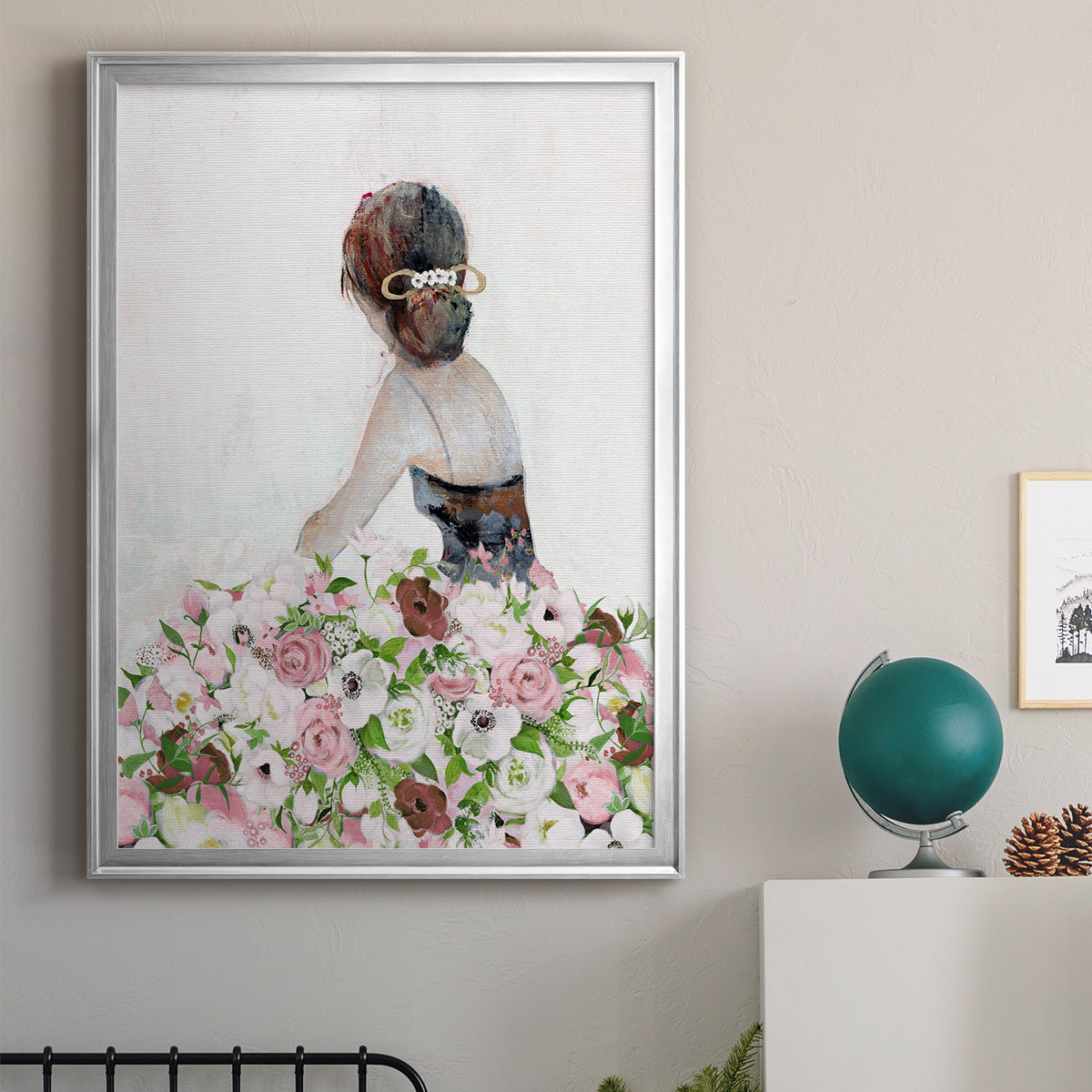 Beautiful Floral Contemplation II - Modern Framed Canvas Print