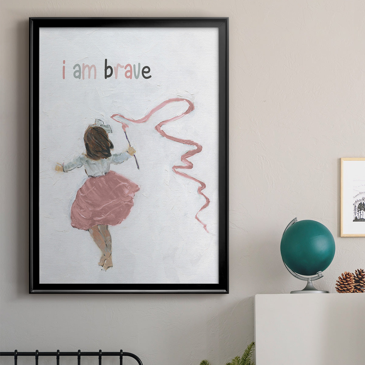 Girl Catching Wind - Modern Framed Canvas Print