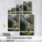 Size comparison chart for canvas art prints, showing multiple size options.