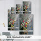 Size comparison chart for canvas art prints, showing multiple size options.