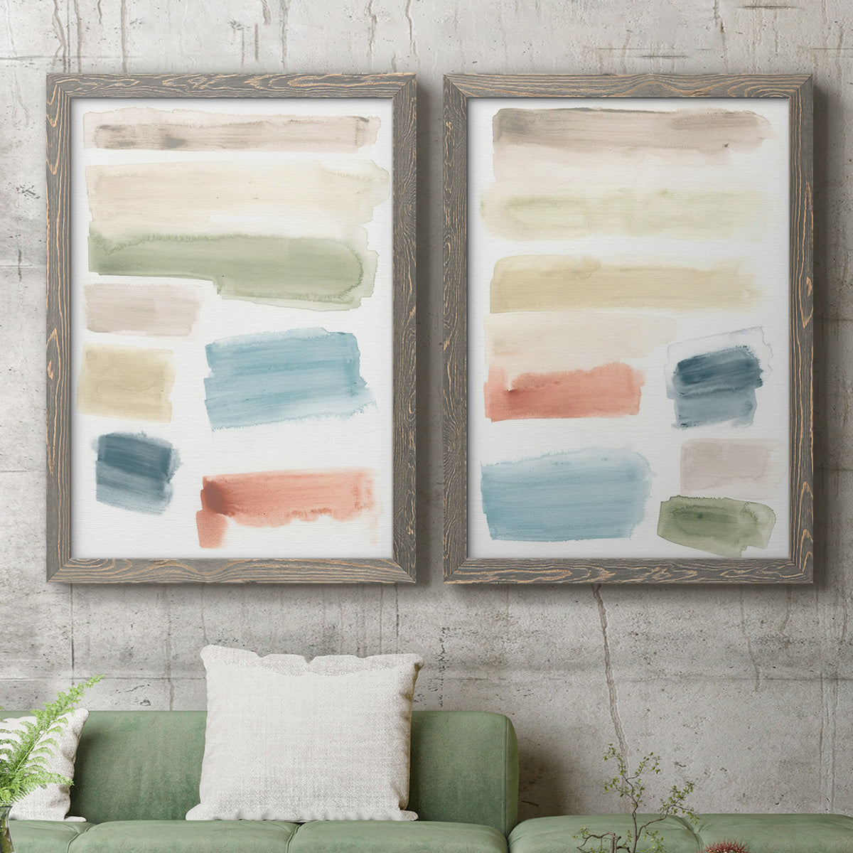 Watercolor Swatches I - Premium Framed Canvas 2 Piece Set - Ready to Hang