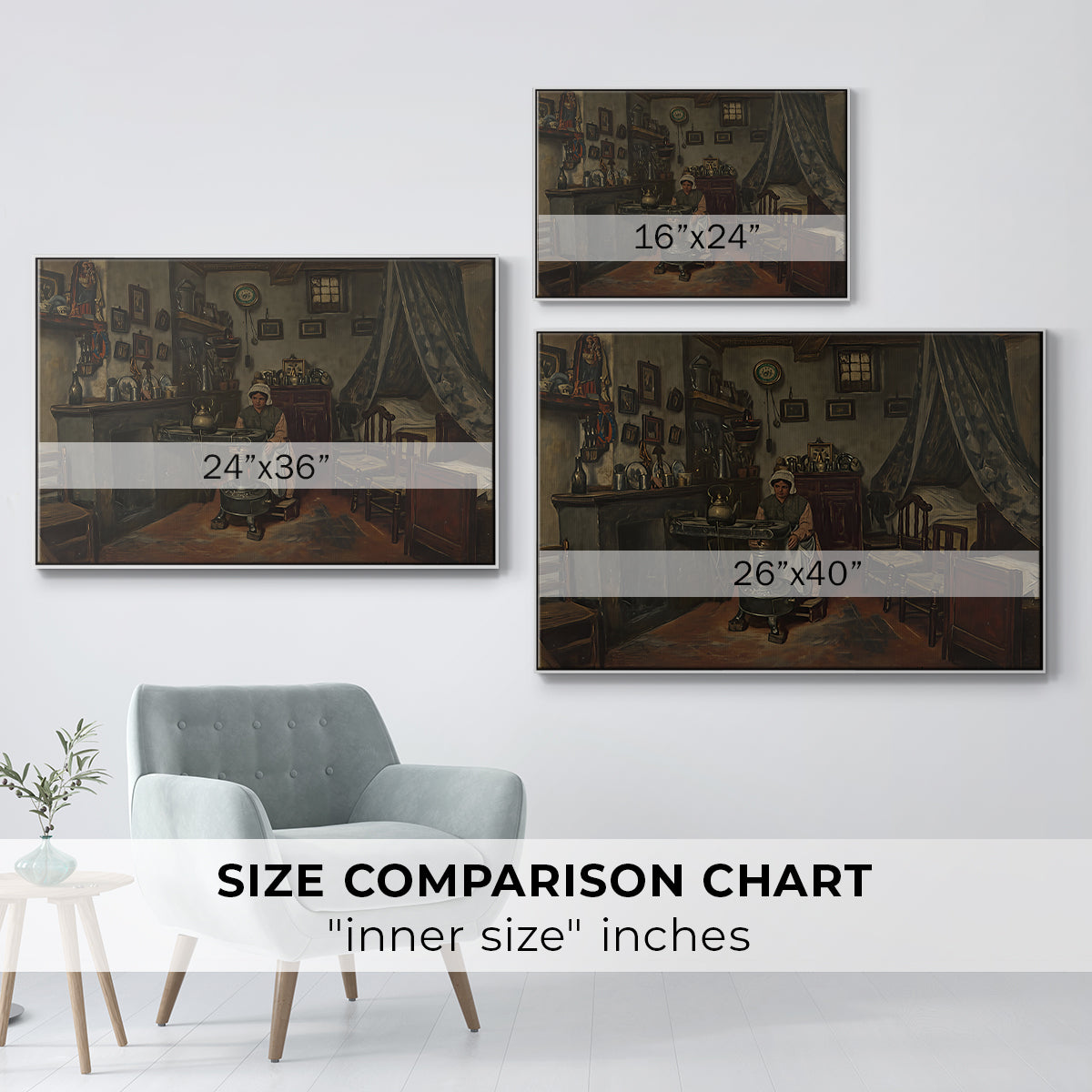Interior, c. 1865-1870 - Floater Framed Canvas Print