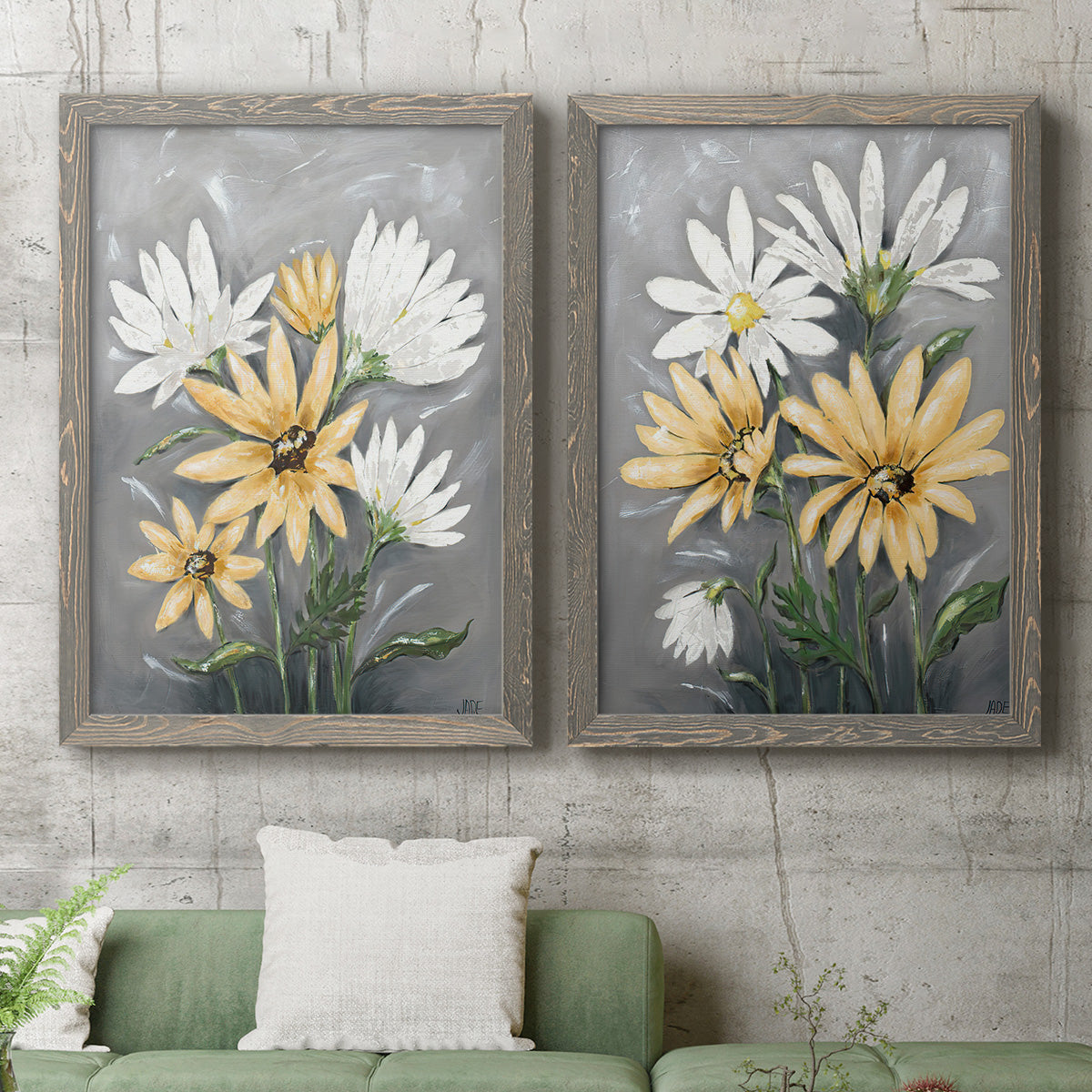 Summer Daisies I - Premium Framed Canvas 2 Piece Set - Ready to Hang