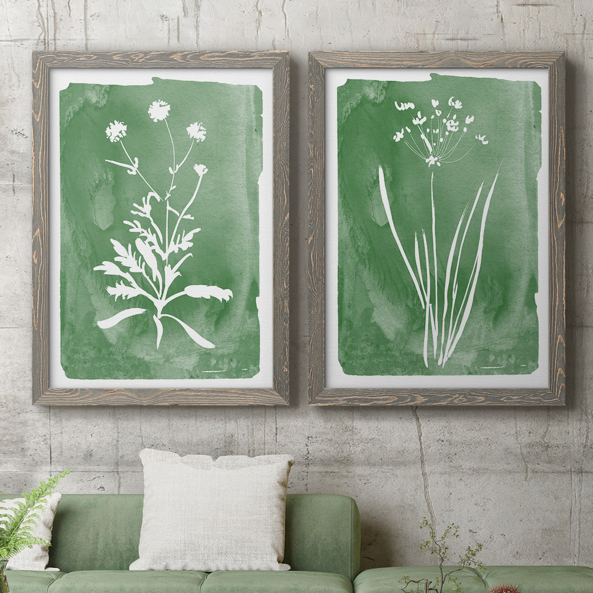 Green Botanical I - Premium Framed Canvas 2 Piece Set - Ready to Hang