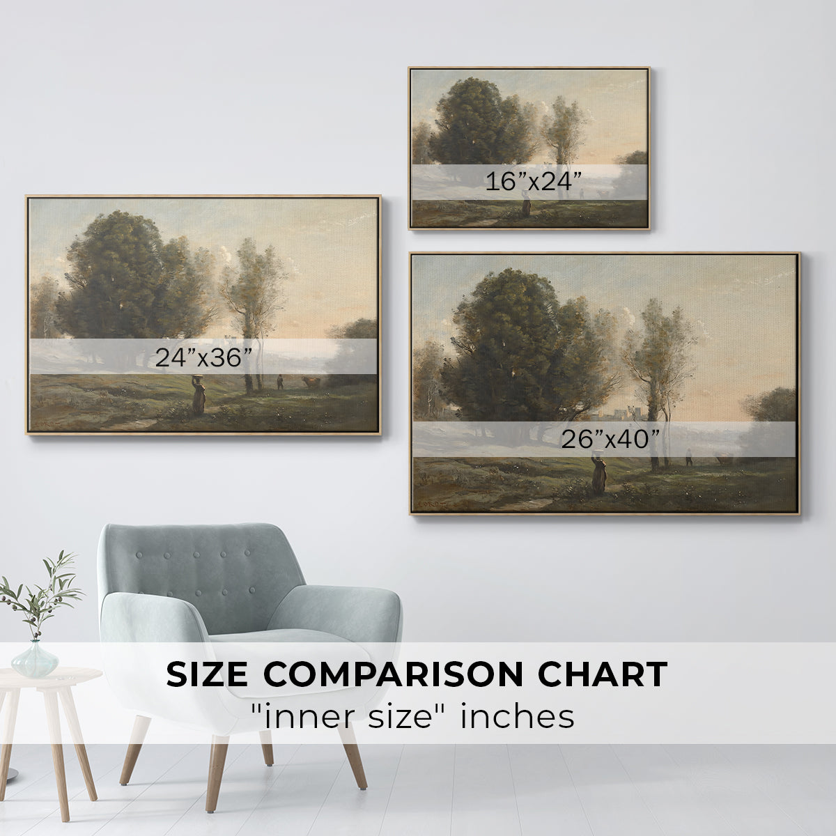 Landscape (Souvenir of les landes), c. 1872 - Floater Framed Canvas Print