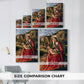 Size comparison chart for canvas art prints, showing multiple size options.