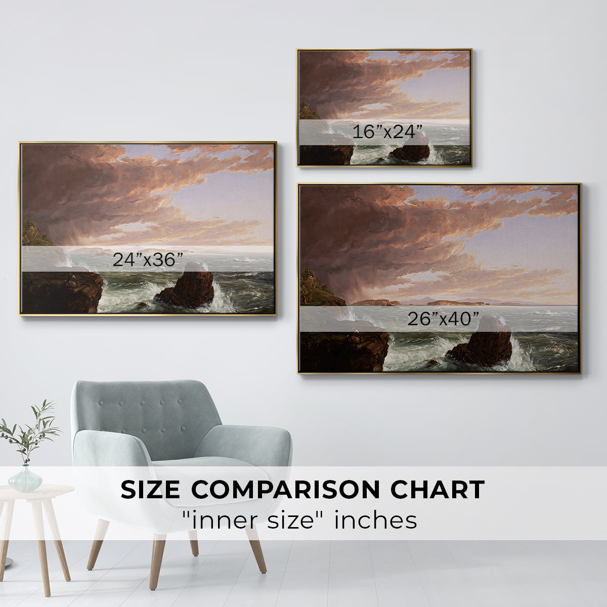 Views Across Frenchman's Bay from Mt. Desert Island, After a Squall, 1845 - Floater Framed Canvas Print