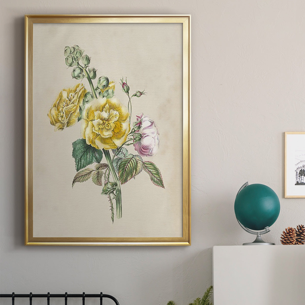 Antique Garden Bouquet II - Modern Framed Canvas Print