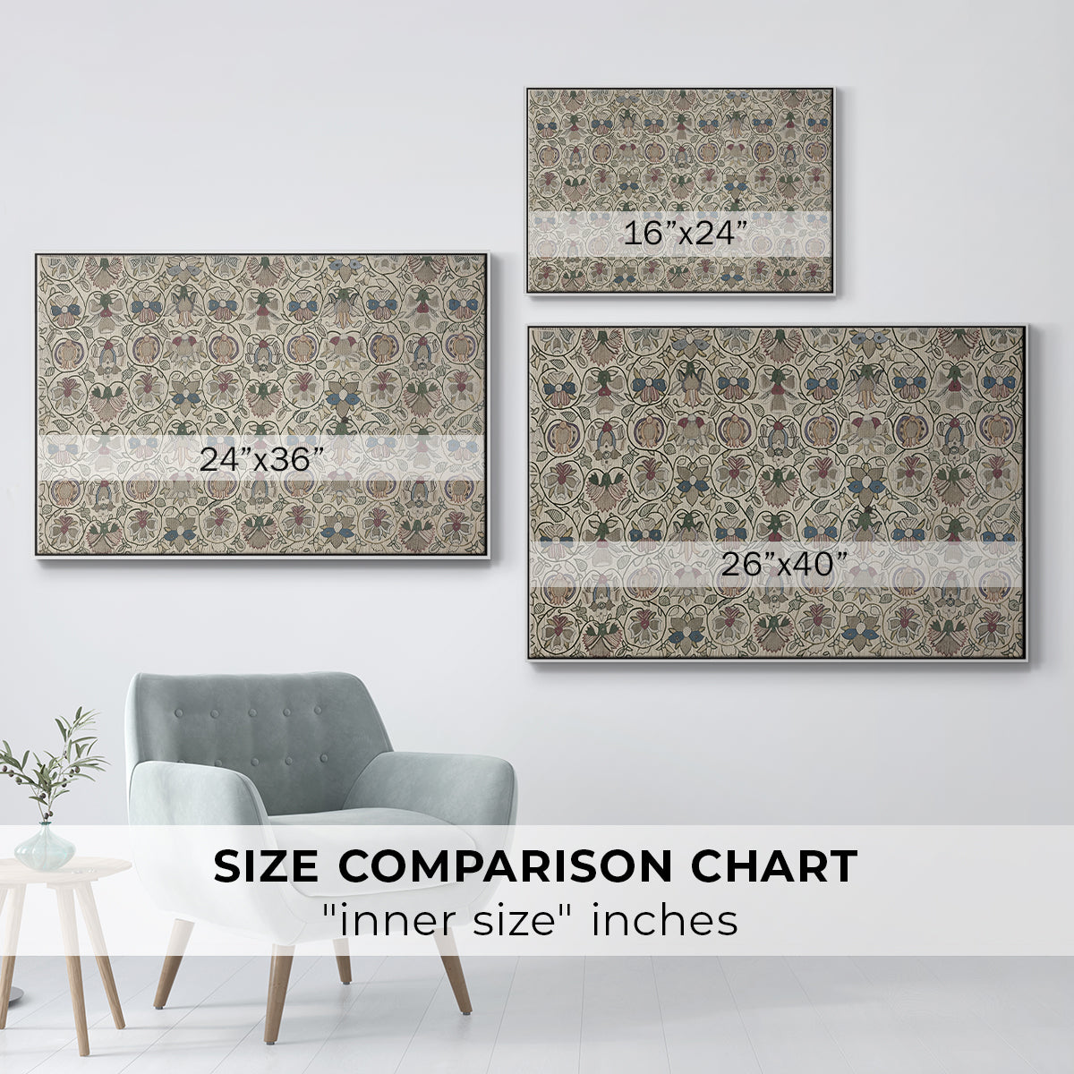 Long Cushion Cover (Printed Textile), c. 1600 - Floater Framed Canvas Print