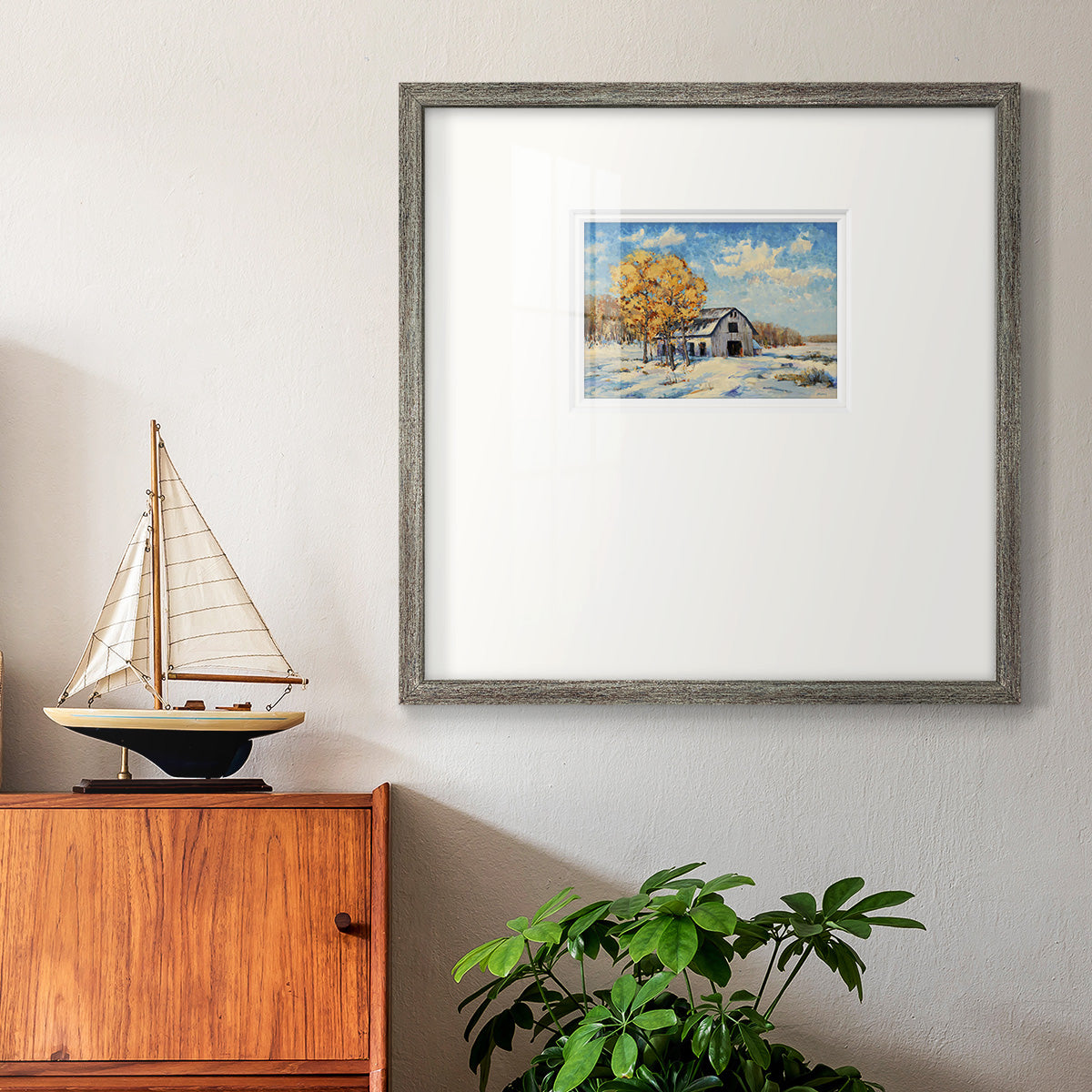 Autumn Barn - Double Matboard Framed Print
