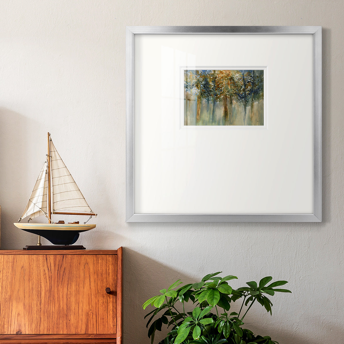 Rustic Leaves II- Premium Framed Print Double Matboard