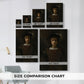 Size comparison chart for canvas art prints, showing multiple size options.