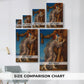 Size comparison chart for canvas art prints, showing multiple size options.