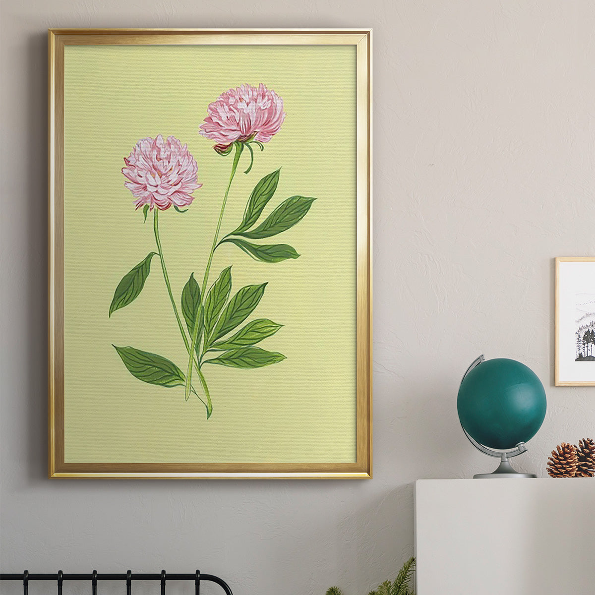 Peonies in Yellow II - Modern Framed Canvas Print