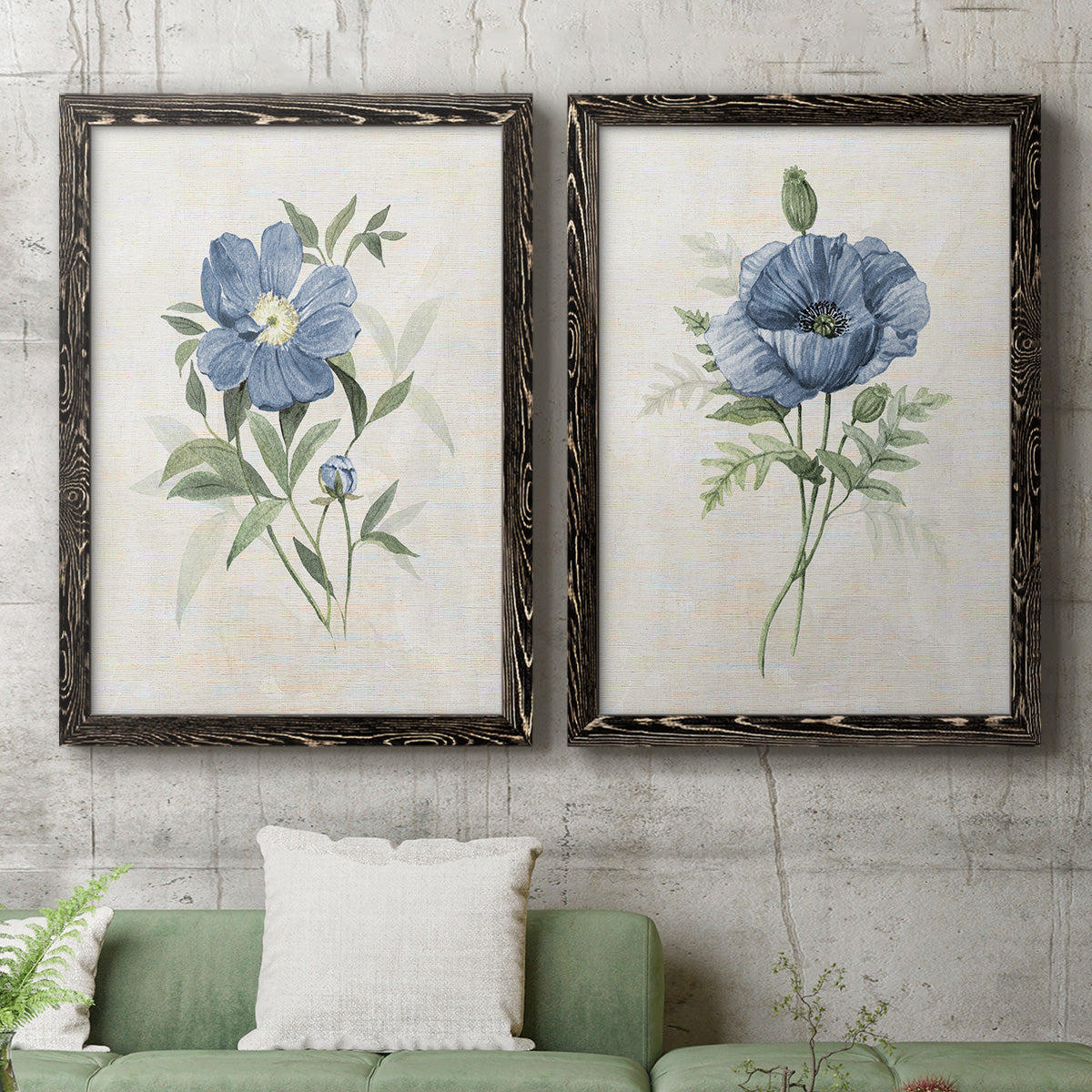 Farmhouse Periwinkle III - Premium Framed Canvas 2 Piece Set - Ready to Hang