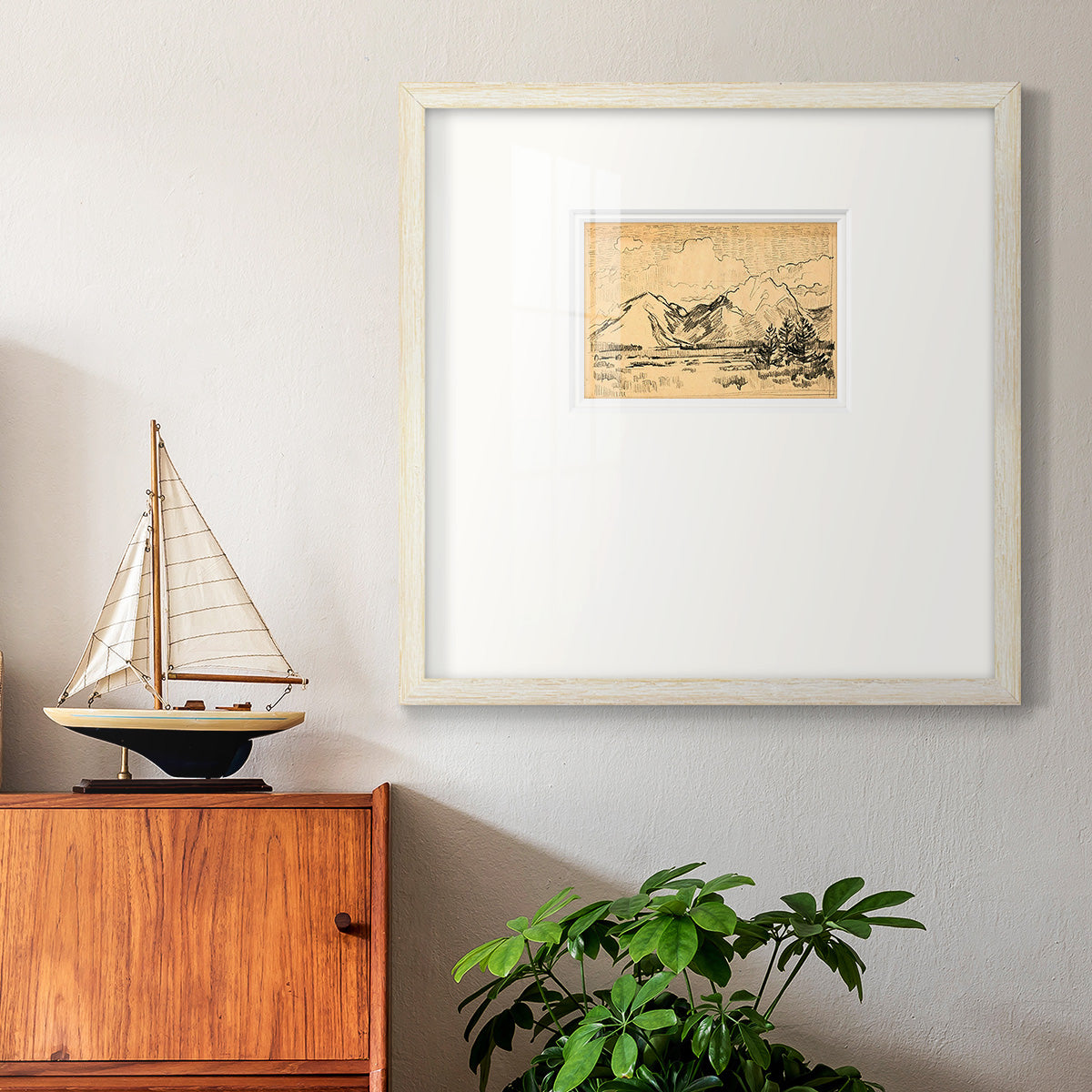 Hatched Horizon II Premium Framed Print Double Matboard