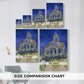 Size comparison chart for canvas art prints, showing multiple size options.