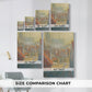 Size comparison chart for canvas art prints, showing multiple size options.