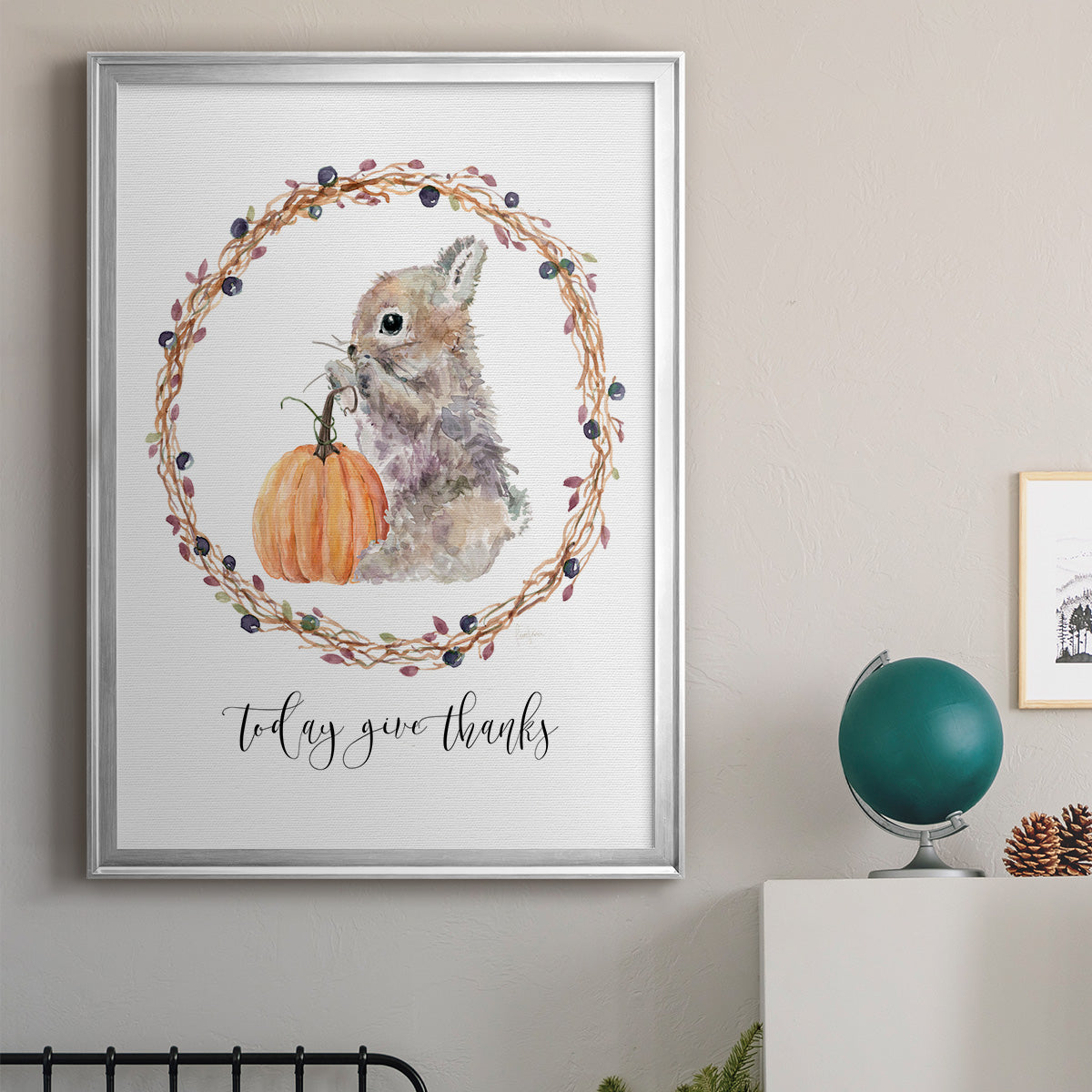 Harvest Home Bunny - Modern Framed Canvas Print