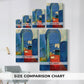 Size comparison chart for canvas art prints, showing multiple size options.