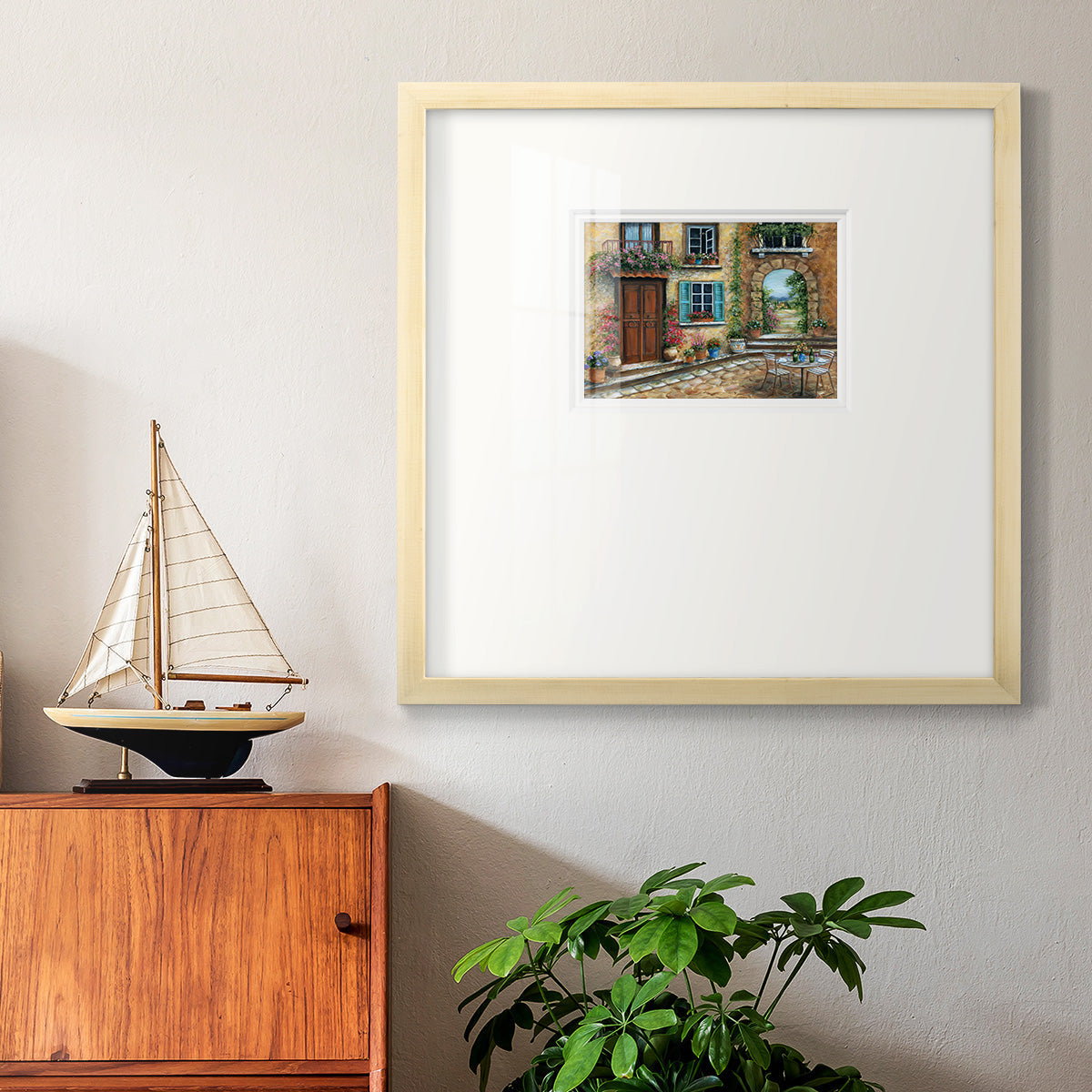 Tuscan Courtyard Premium Framed Print Double Matboard