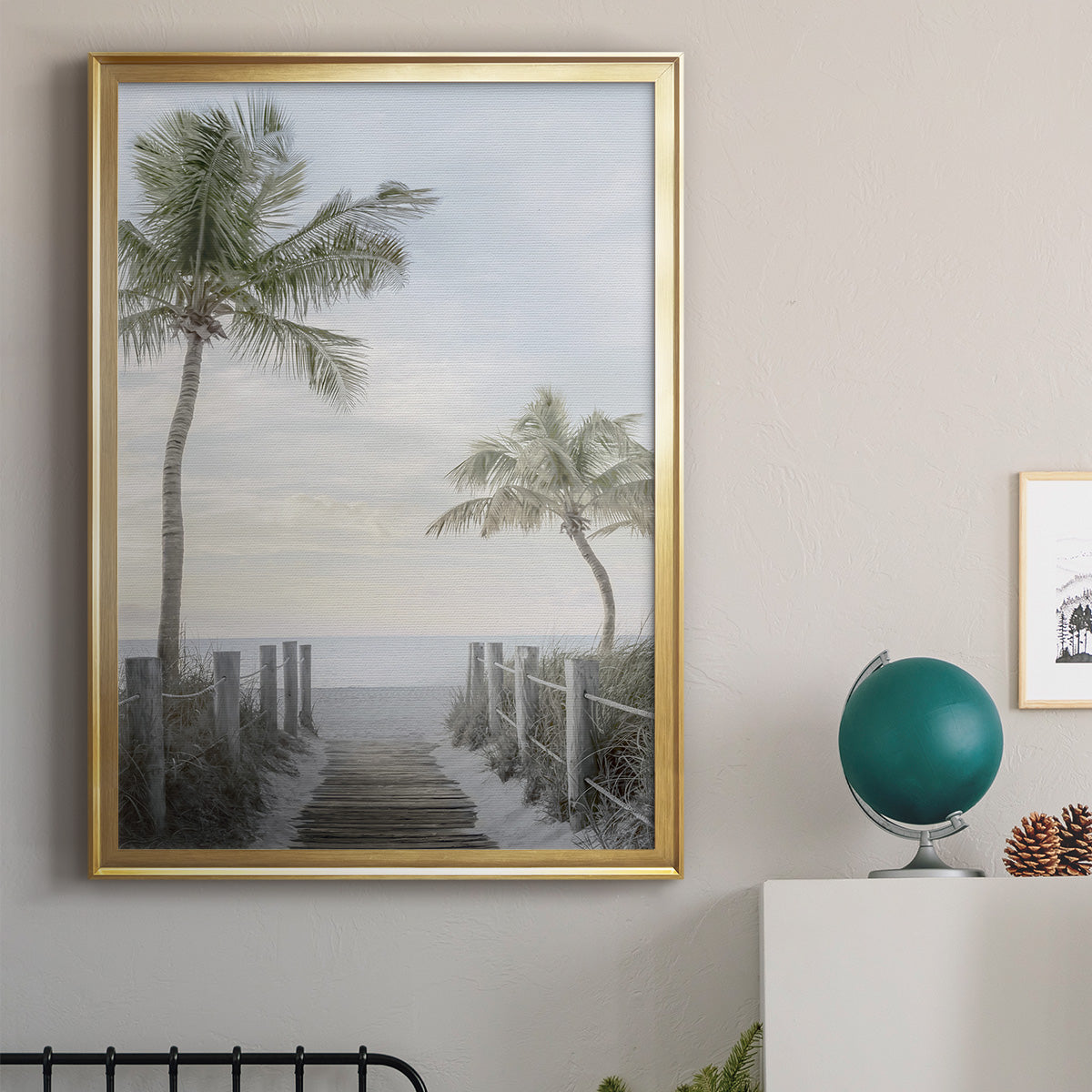 Palm Walk - Modern Framed Canvas Print