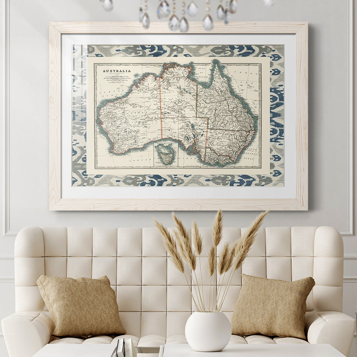 Bordered Map of Australia-Premium Framed Print - Ready to Hang