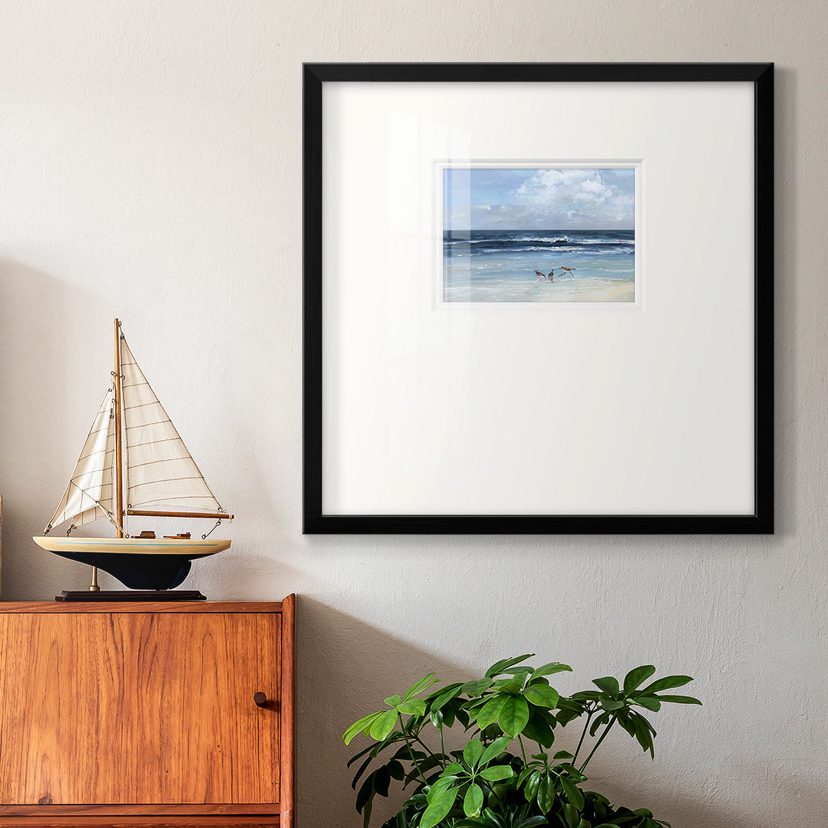 Beach Trio Premium Framed Print Double Matboard