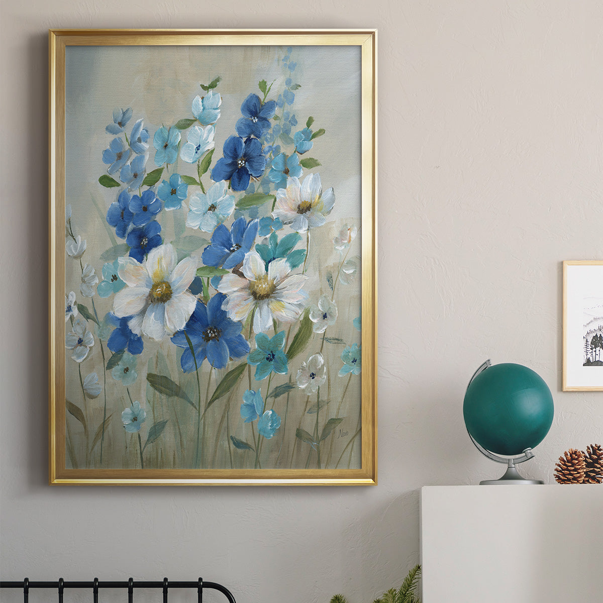 Blue Garden II - Modern Framed Canvas Print