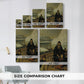 Size comparison chart for canvas art prints, showing multiple size options.