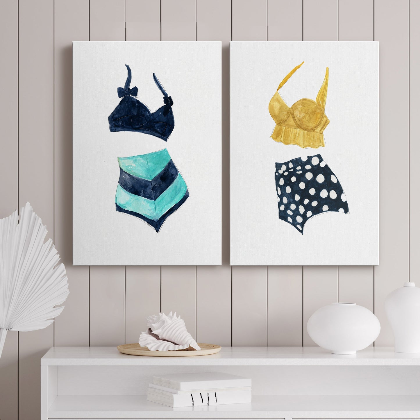 Vintage Swimwear III Premium Gallery Wrapped Canvas - Ready to Hang - Set of 2 - 8 x 12 Each