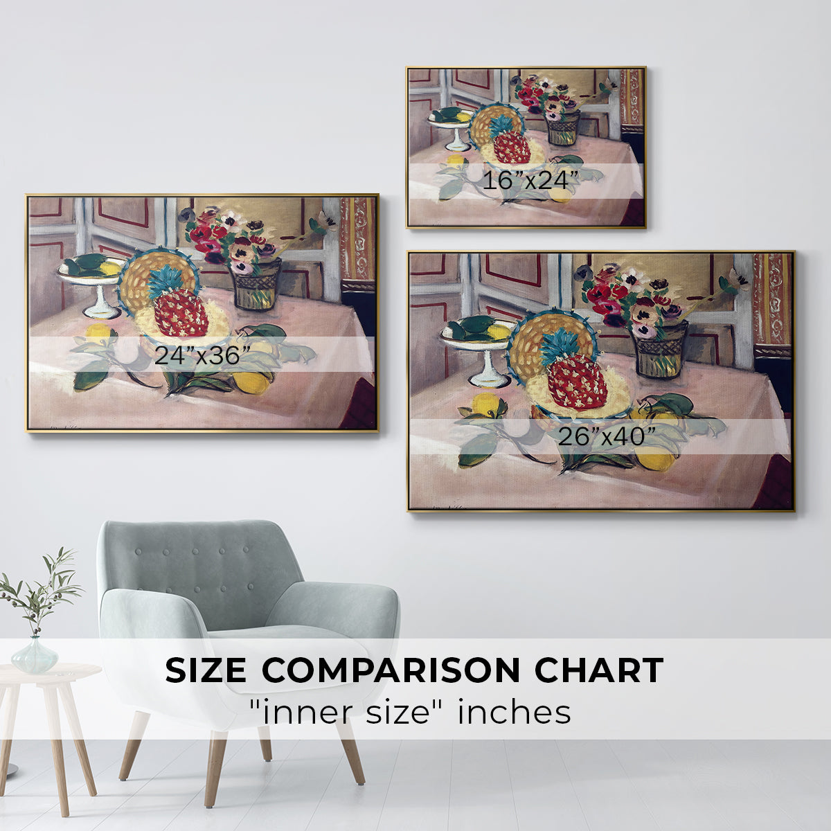 Still Life with Pineapple and Lemons, 1925 - Floater Framed Canvas Print