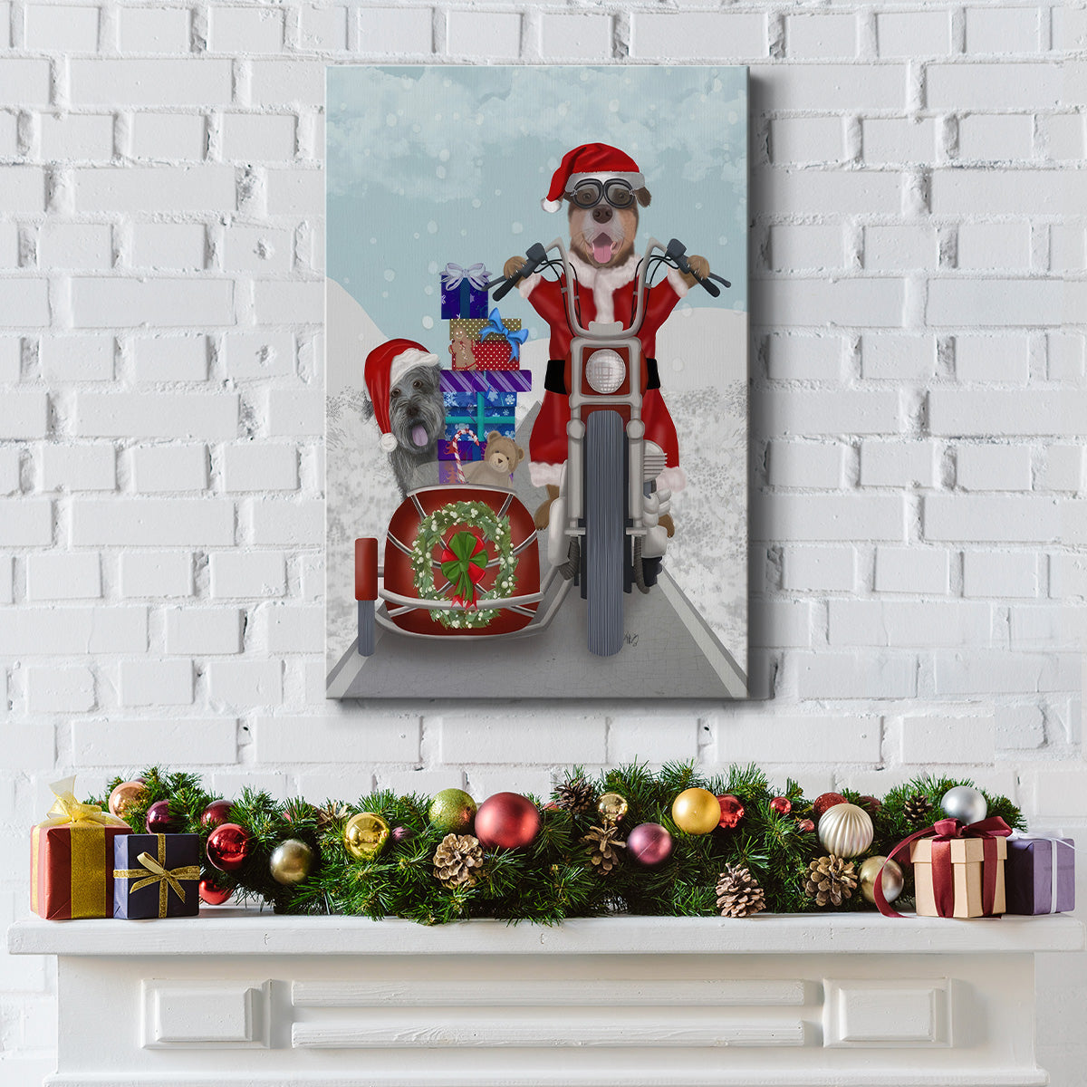 Christmas Mutts Christmas Chopper - Gallery Wrapped Canvas