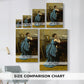 Size comparison chart for canvas art prints, showing multiple size options.