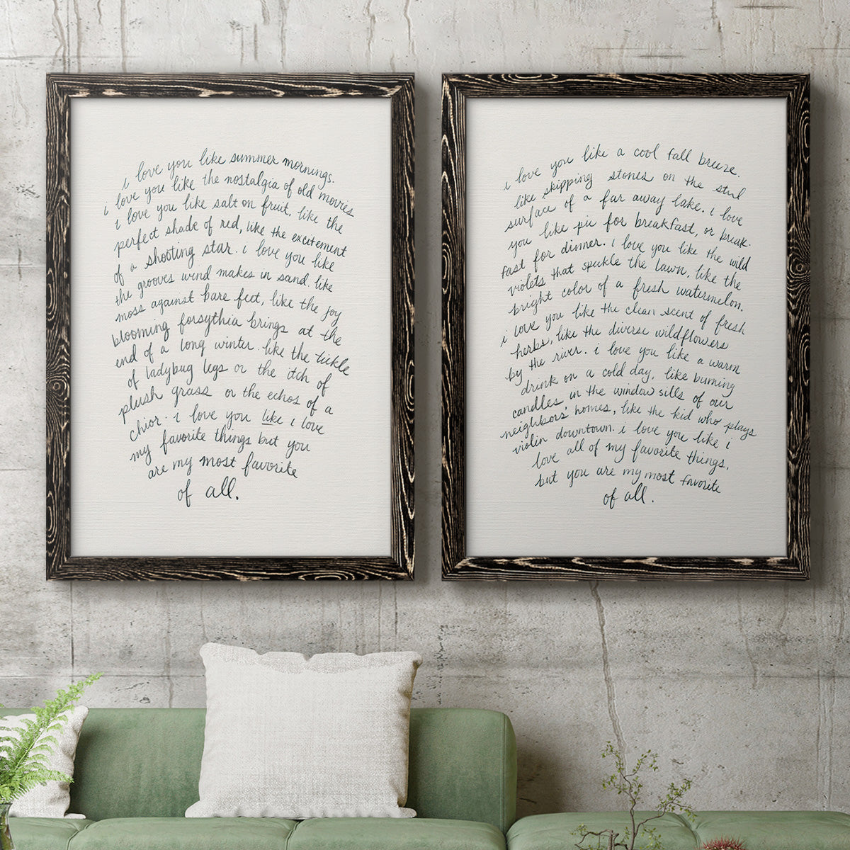 Letter to a Lover I - Premium Framed Canvas 2 Piece Set - Ready to Hang