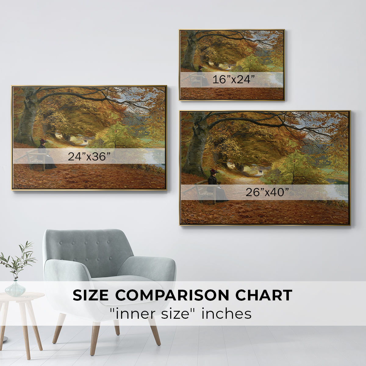 A Wooded Path in Autumn, 1902 - Floater Framed Canvas Print