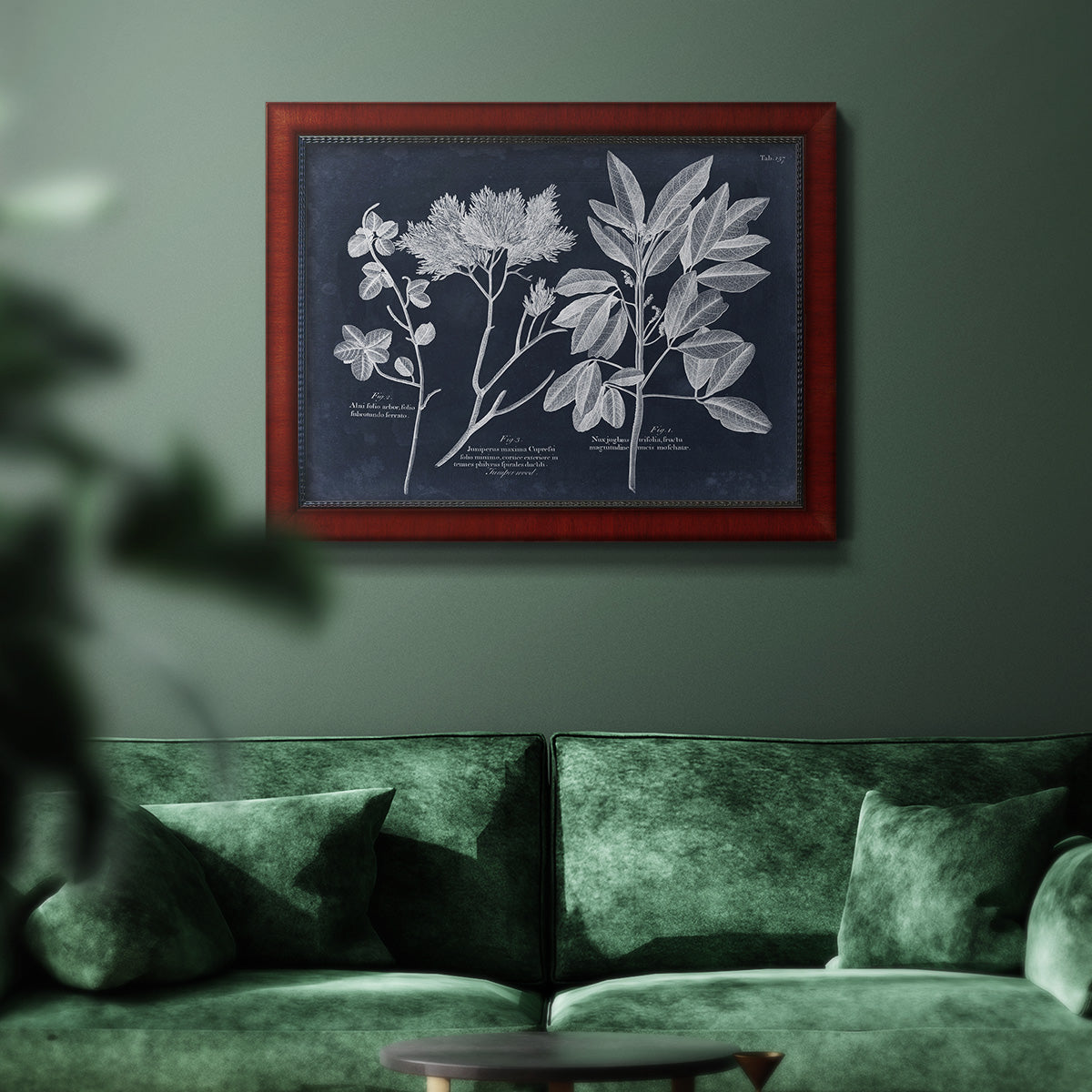 Foliage on Navy VI Premium Framed Canvas- Ready to Hang