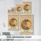 Size comparison chart for canvas art prints, showing multiple size options.