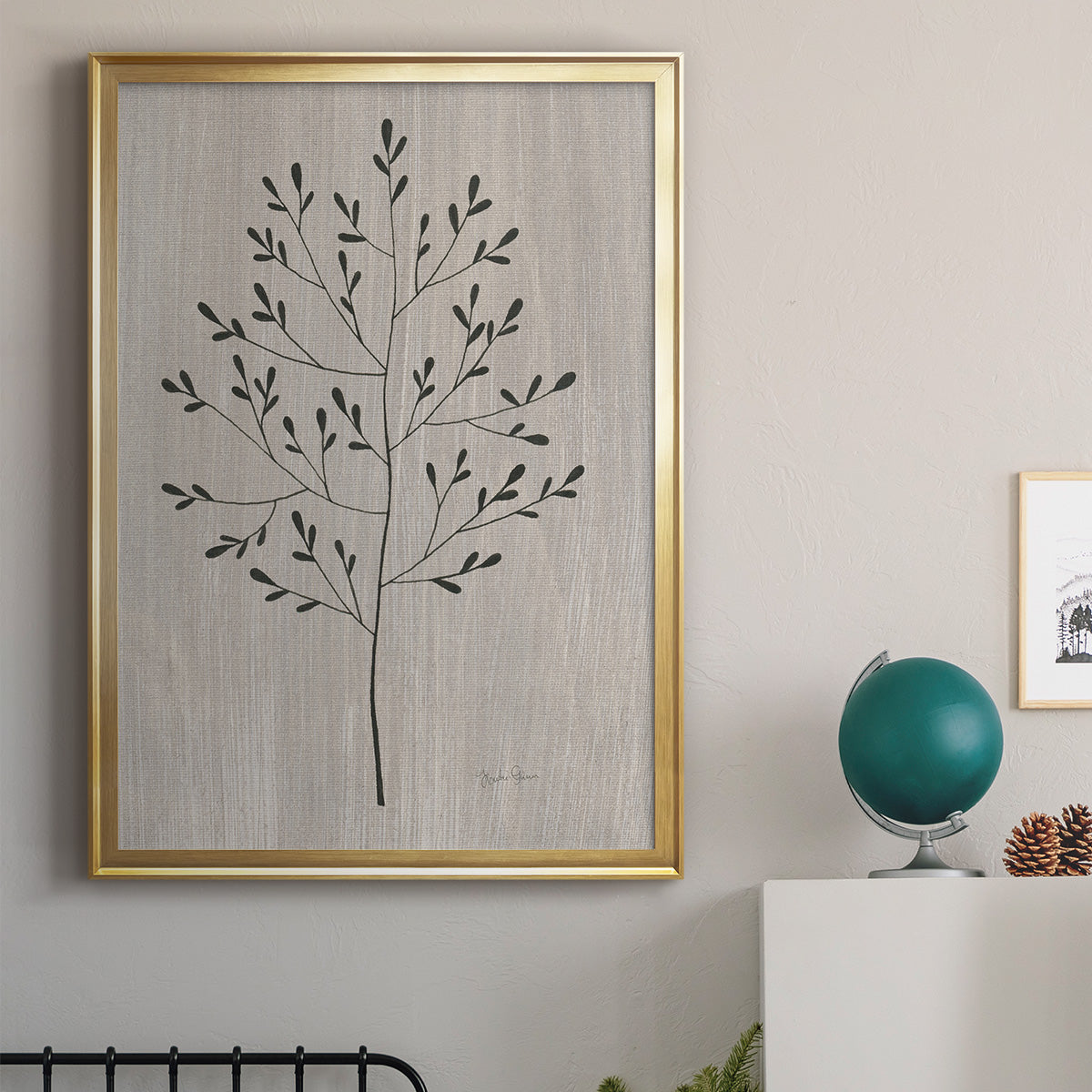 Leaves and Wood II - Modern Framed Canvas Print