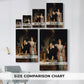 Size comparison chart for canvas art prints, showing multiple size options.