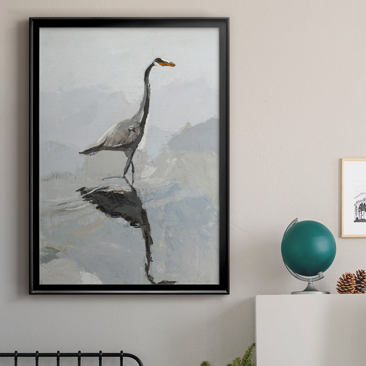 Heron - Modern Framed Canvas Print