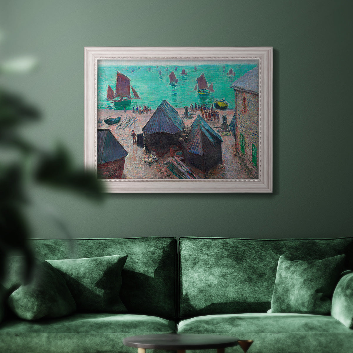 The Departure of the Boats Etretat - Ornate Framed Canvas Print