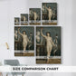 Size comparison chart for canvas art prints, showing multiple size options.